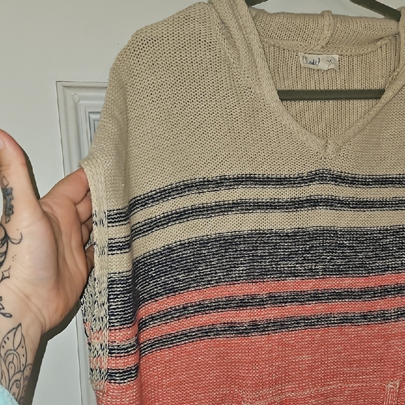 Cloud Chaser Bo Ho ✨️ Cream Knit Poncho Sweater Size M - Picture 5 of 8